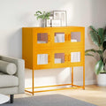 Das Sideboard misst 100.5 x 39 x 107 cm in Gelb