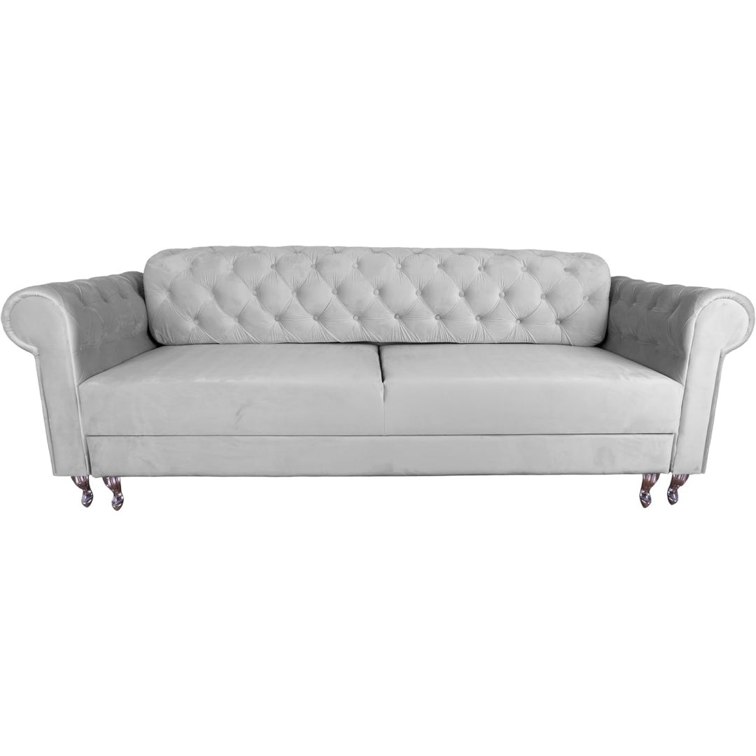 Sofa verbindet eine ausziehbare Konstruktion und Knopfheftung