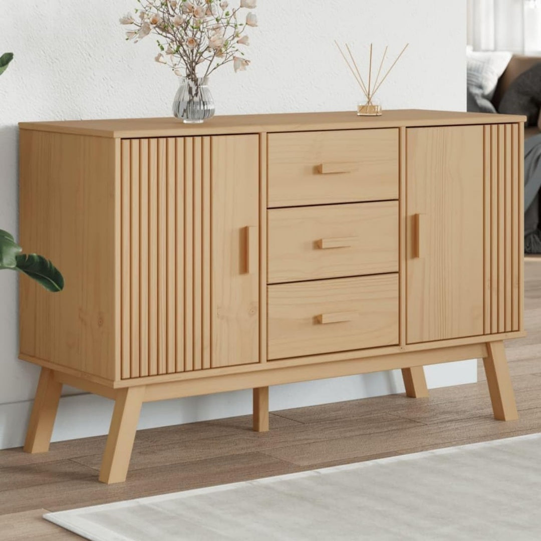 Sideboard verbindet 3 Schubladen und Holzbeine