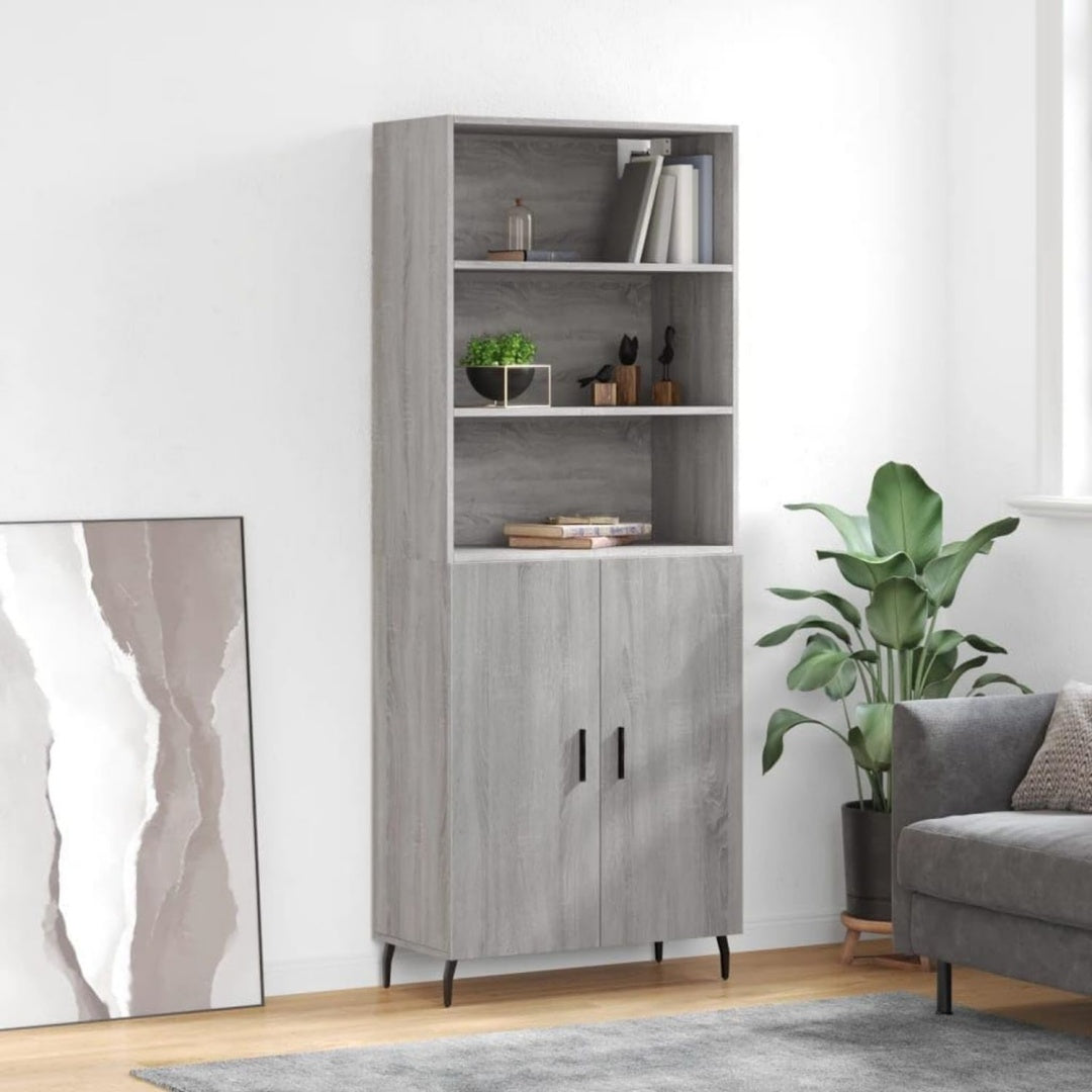 Hochschrank aus Holzwerkstoff und Metall mit geschlossenem Stauraum mit den Massen 69.5 x 34 x 180 cm