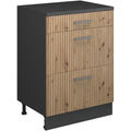 Sideboard in Anthrazit und Eichenbraun mit beschichteten Flaechen