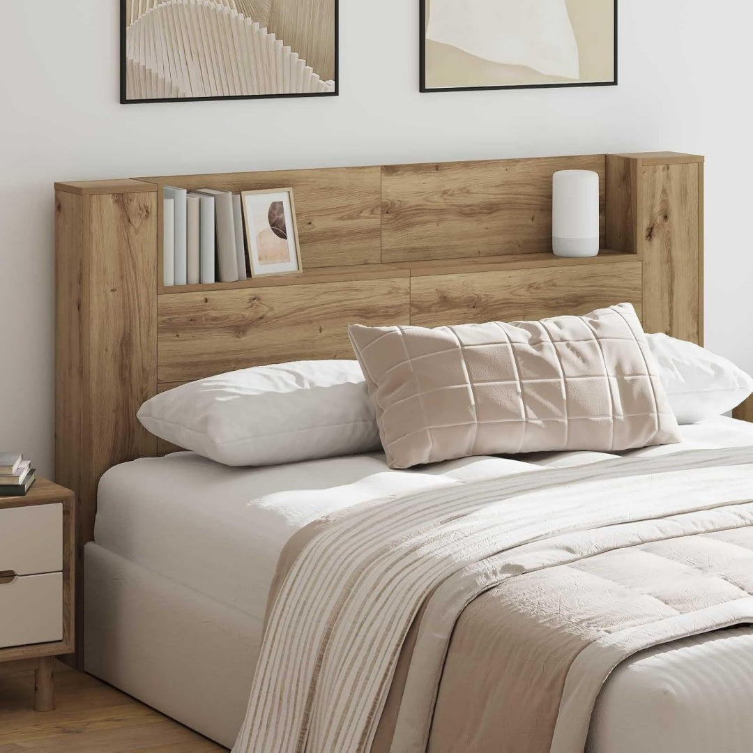 Kopfteil aus Holzwerkstoff zeigt eine Wandmontage