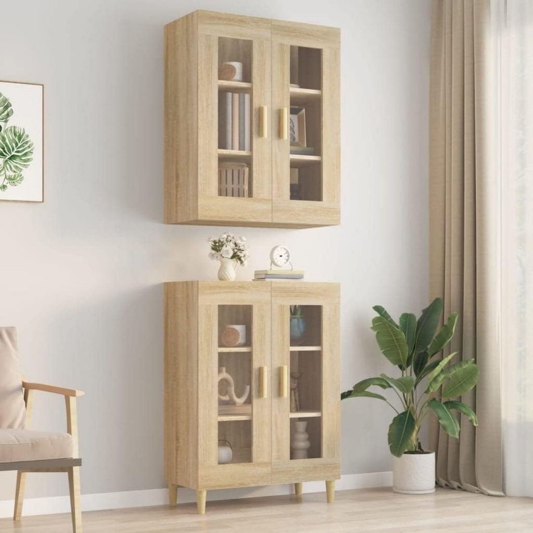 Wandschrank aus Holzwerkstoff und Glas