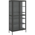 Hochschrank aus Metall und Glas mit Hoehenverstellung