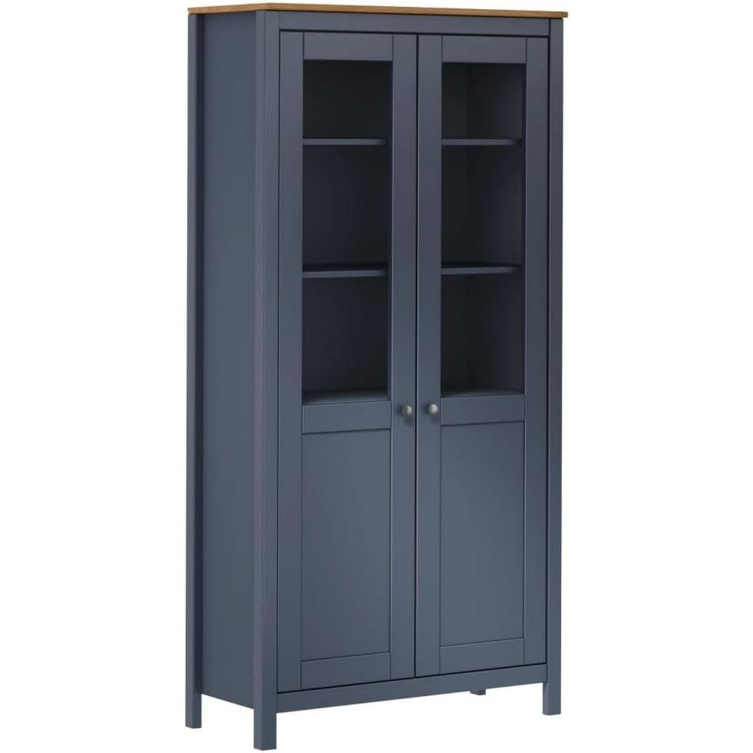 Vitrine aus Massivholz und Kiefernholz mit 2 Tueren