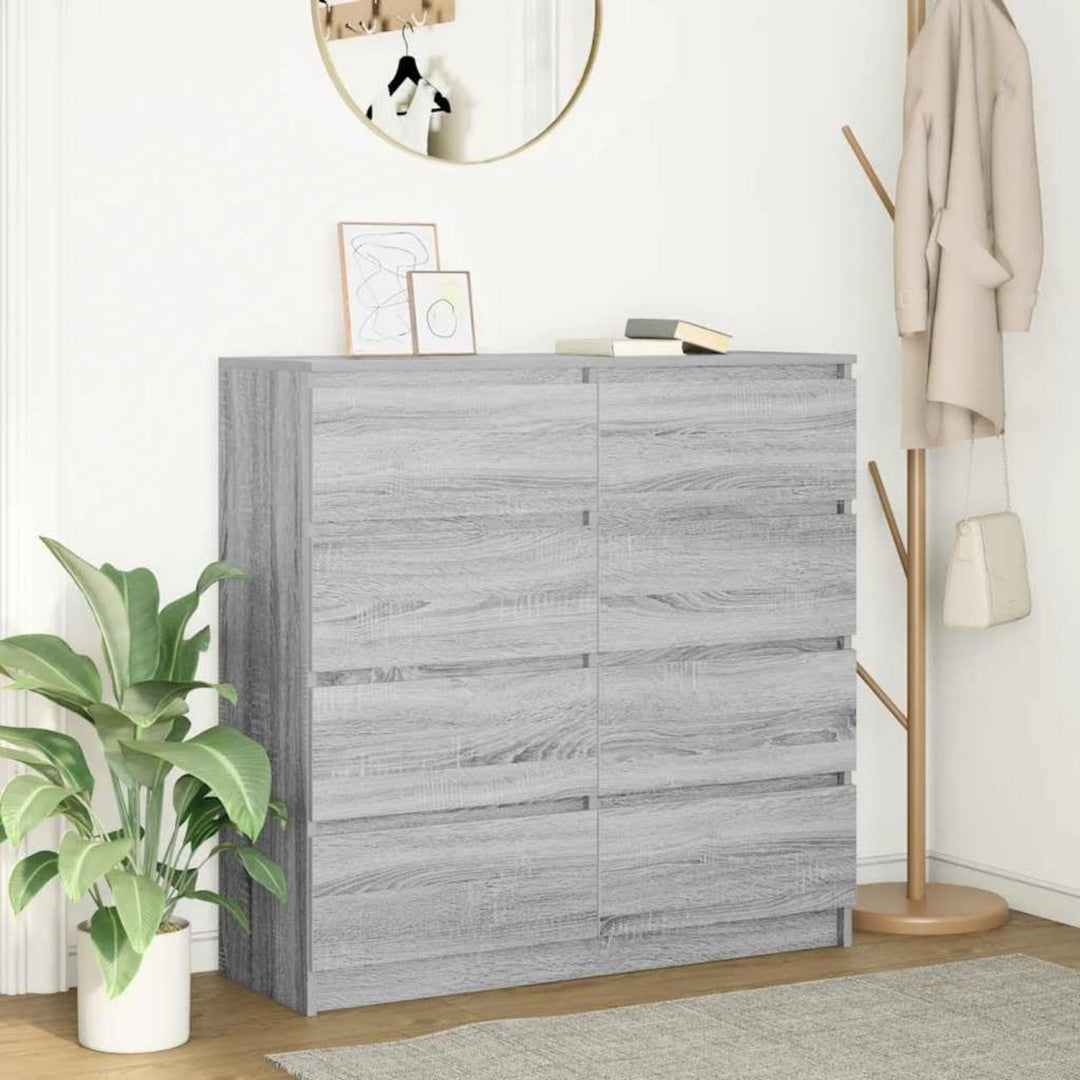Sideboard mit den Massen 100 x 35 x 99 cm in Eichenbraun und Grau