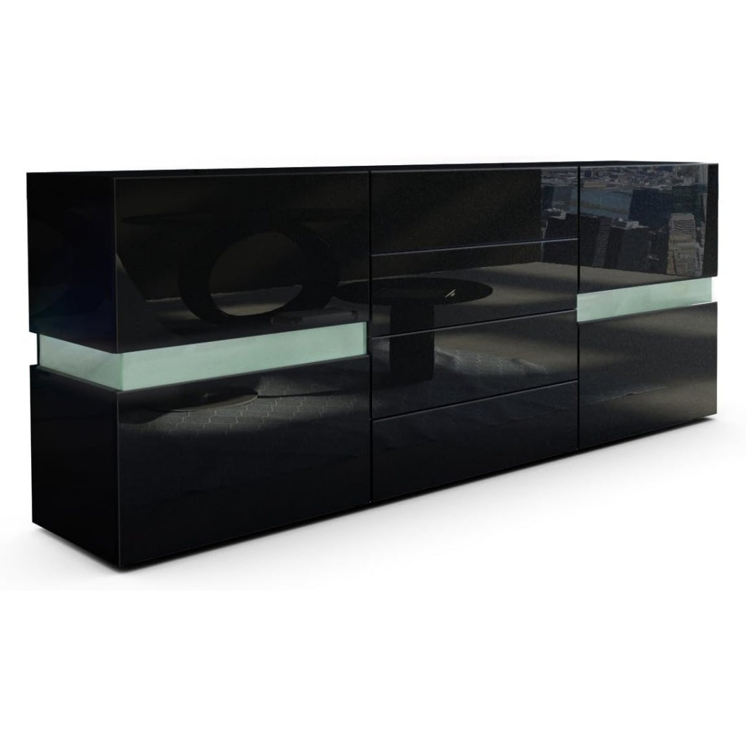 Schubladen und grifflose Fronten an dem Sideboard