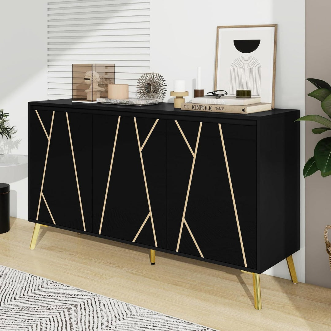 Grifflose Fronten und gerundete Konturen an dem Sideboard